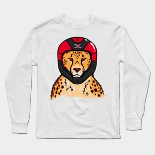 Cheetah wearing a helmet Long Sleeve T-Shirt